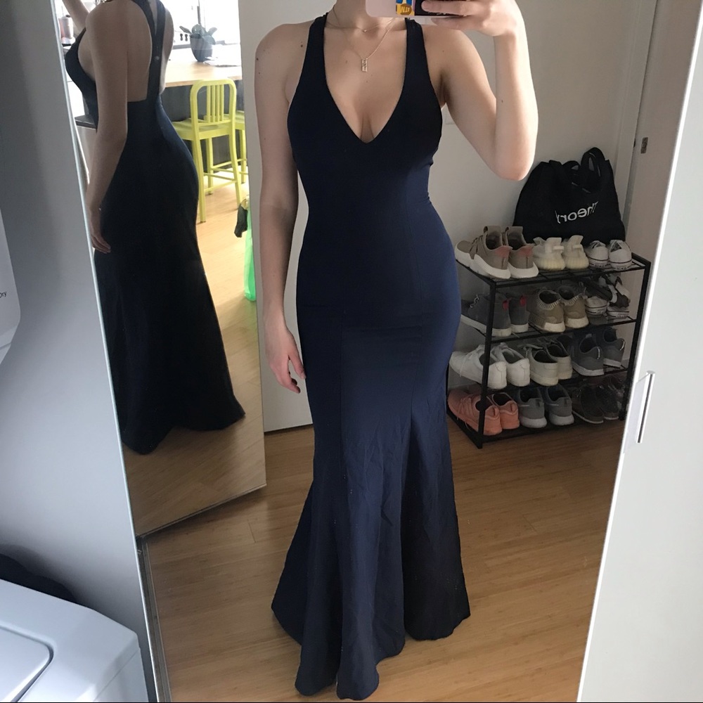 Aqua Navy Mermaid Gown